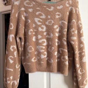 Express Tan and Cream Leopard Sweater